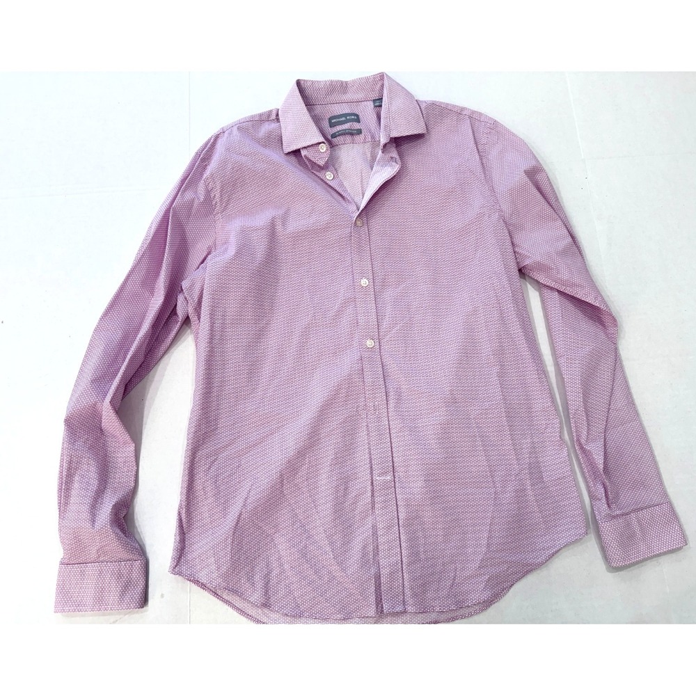 Michael Kors Purple Geometric Pattern button Front Shirt Men's Size L (16) 34/35